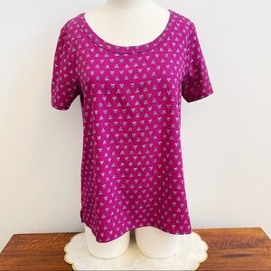 Pink Heart Pattern Short Sleeve Lightweight Top PM